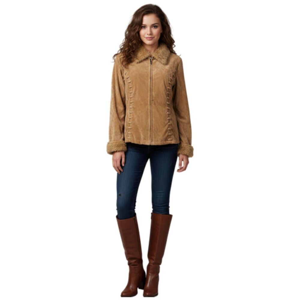 Effeci Faux Suede Shearling Camel/Tan Jacket – Size M